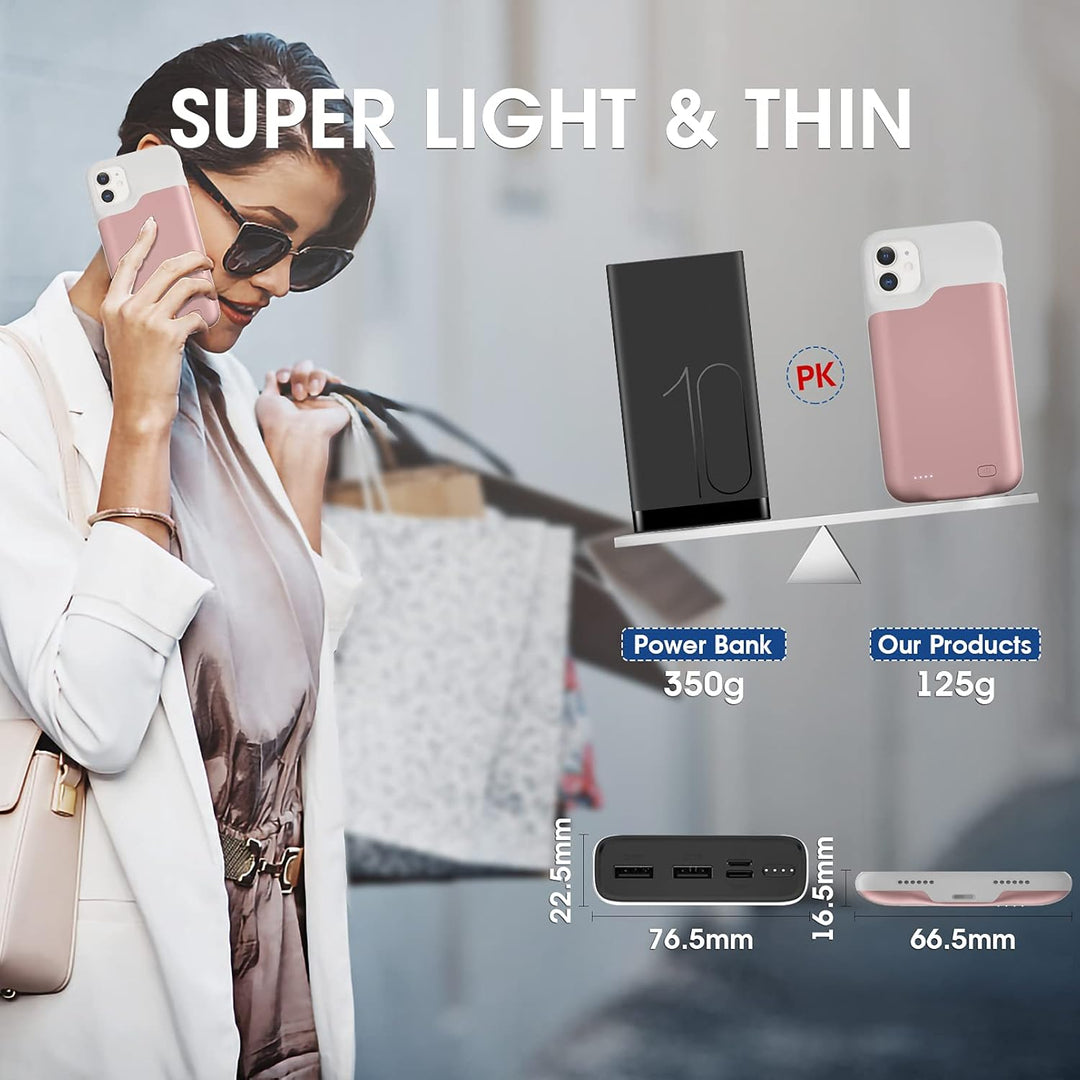 HUOBAO Akkuhülle für iPhone 11, [5000mAh] Zusatzakku Ladehülle Akku hülle Handyhülle, Akku Battery C