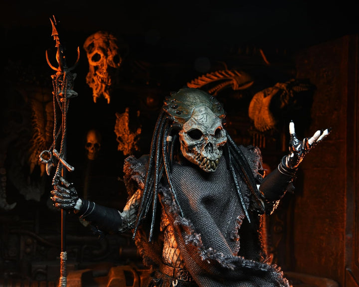 Predator Actionfigur 7" Ultimate Shaman aus Kunststoff, von NECA, in Geschenkverpackung.