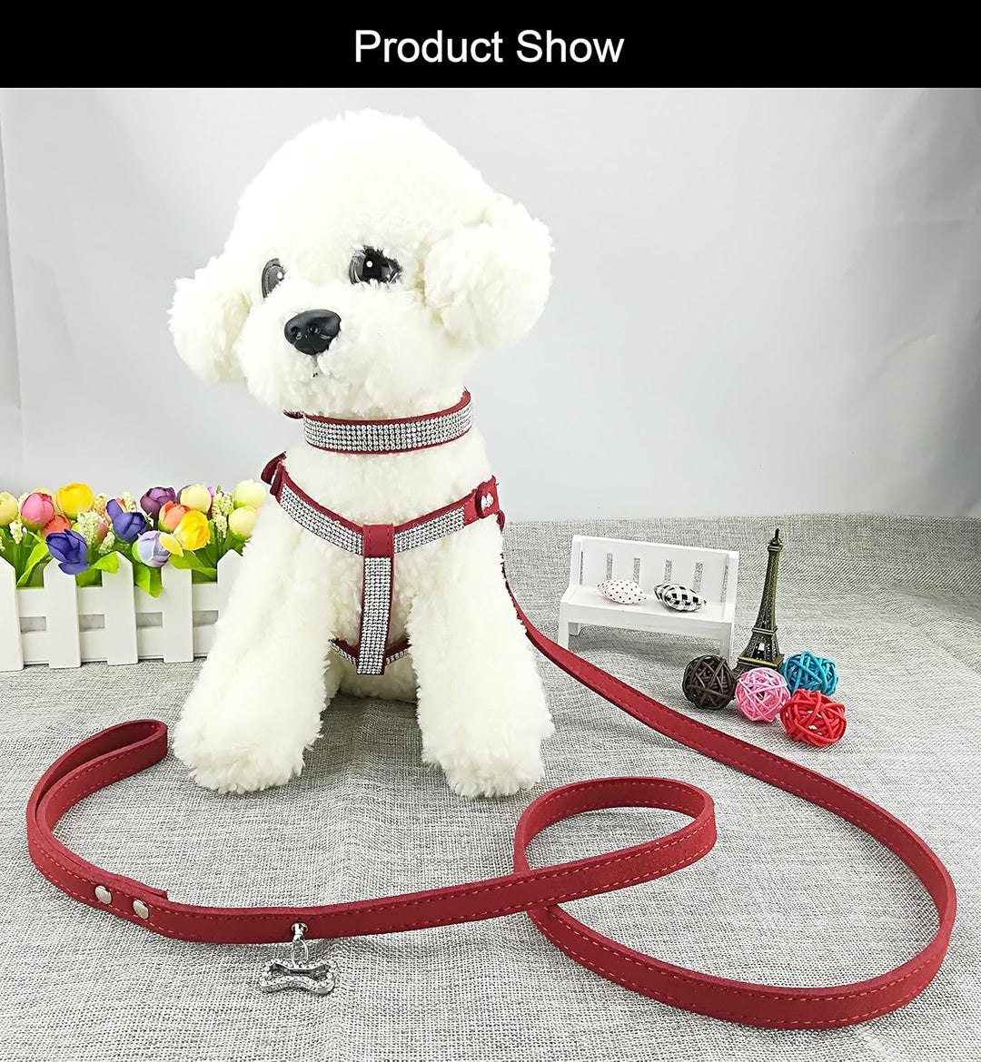 Hundehalsband & Geschirr & Leinen Sets Mode Komfortable Hundehalsband Diamante mit Geschirr & Leinen