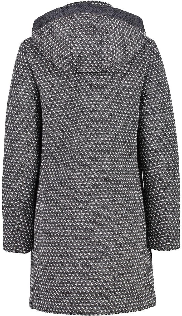 CMP Damen Damenmantel aus Wolle mit Fester Kapuze Jacke 38 Smoke Mel.-B.Plaster, 38 Smoke Mel.-B.Pla