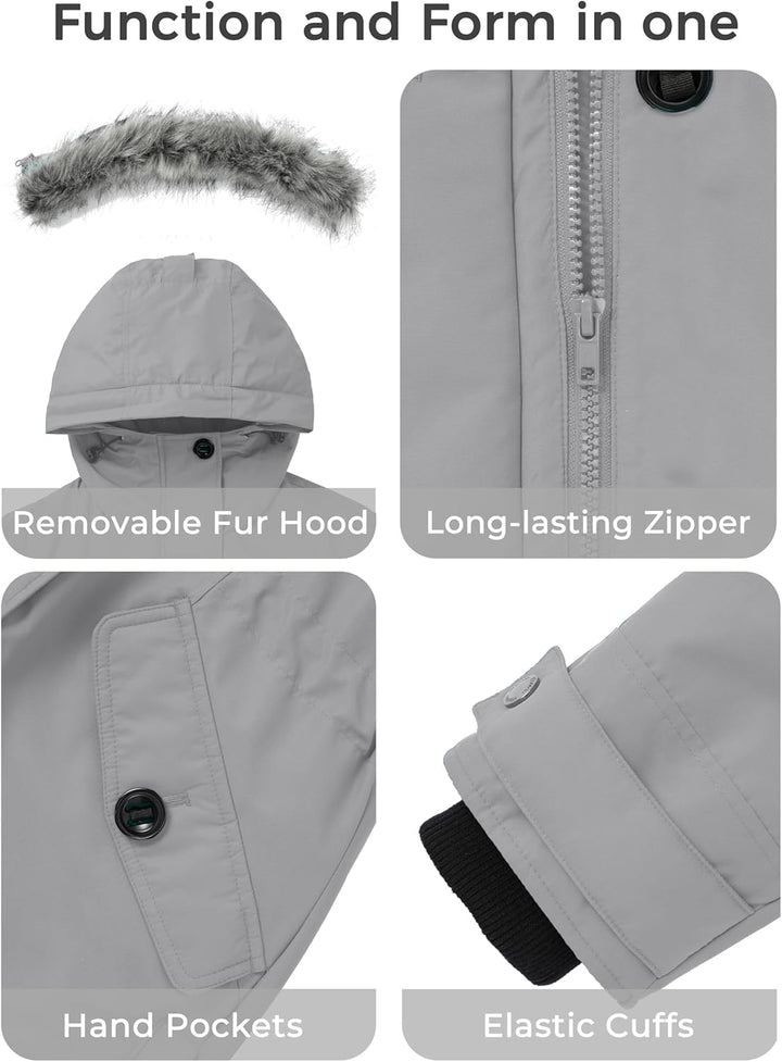 Wantdo Damen Winter Warm Puffer Mantel Wasserabweisend Outdoor Jacke Winddichte Oberbekleidung Mante