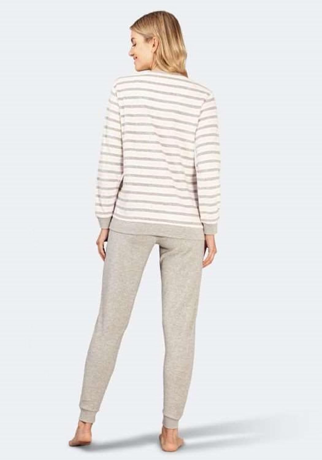 hajo - Damen Frottee Schlafanzug mit Bündchen 36-38 Silbermelange, 36-38 Silbermelange