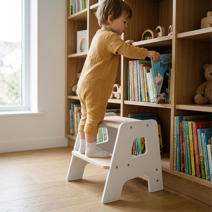 Relaxdays Tritthocker für Kinder, 2 Stufen, 50 kg, A-Form, rutschfest, HBT: 33 x 40 x 35 cm, Kindert