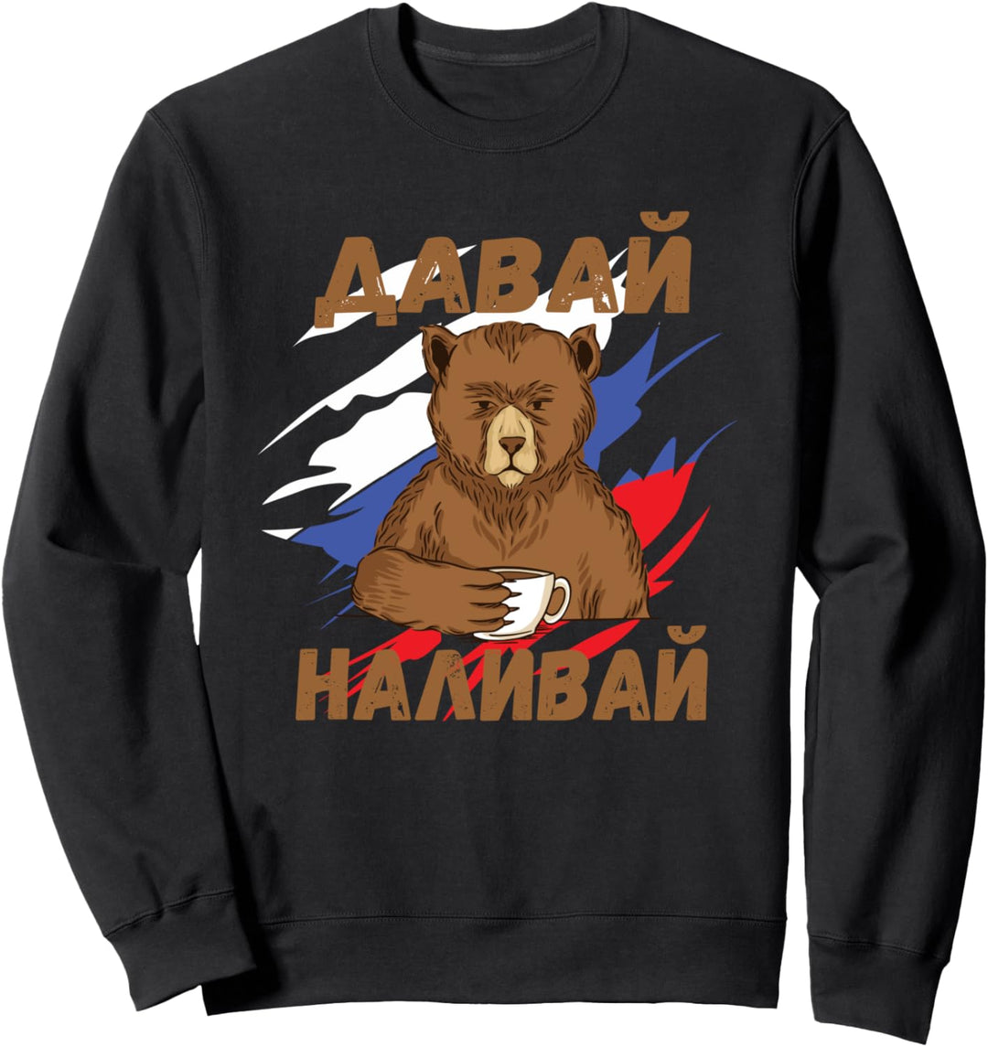 Bratan Kyrillisch Vodka Dawai für Russen Russische Flagge Sweatshirt