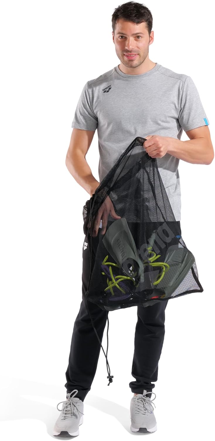 ARENA One Go Pool Mesh Swim Bag 40 Liters Satchel for Equipment Tote Swim Practice Schwarz TU, Schwa