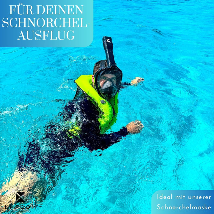Khroom aufblasbare Schwimmweste Erwachsene nach neuester EU-Norm | 150-210 cm Körpergrösse, bis 100