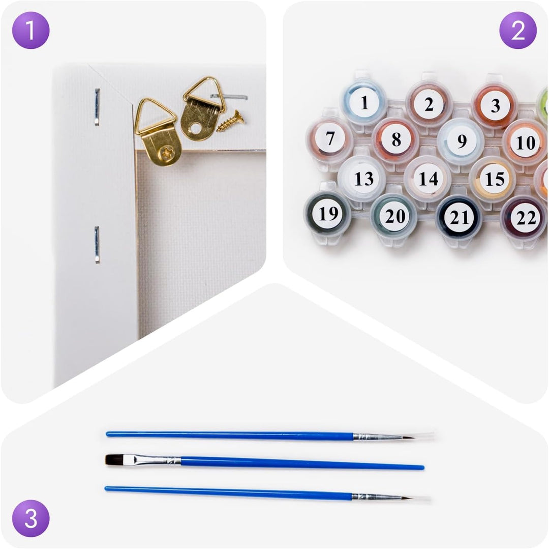 Artnapi Malen nach Zahlen Erwachsene mit Rahmen | DIY Handgemalt | Dame mit Brille | Kit für Anfänge