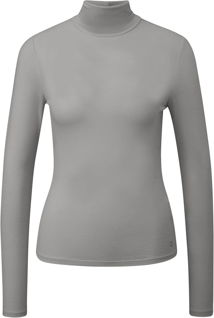 QS Damen Leicht Transparentes Rollkragenshirt Langarmshirt mit Rollkragen XS 9400_grau, XS 9400_grau