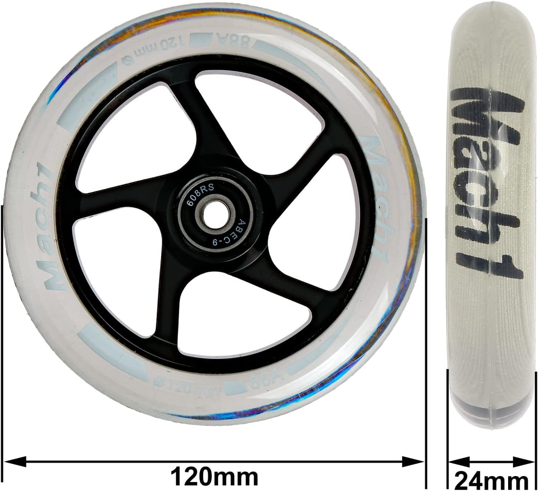 2 Stück 120x24mm Mach1 Stuntscooter Alu aluminium Rollen-Set inklusive Kugellager + Spacer - Cityrol