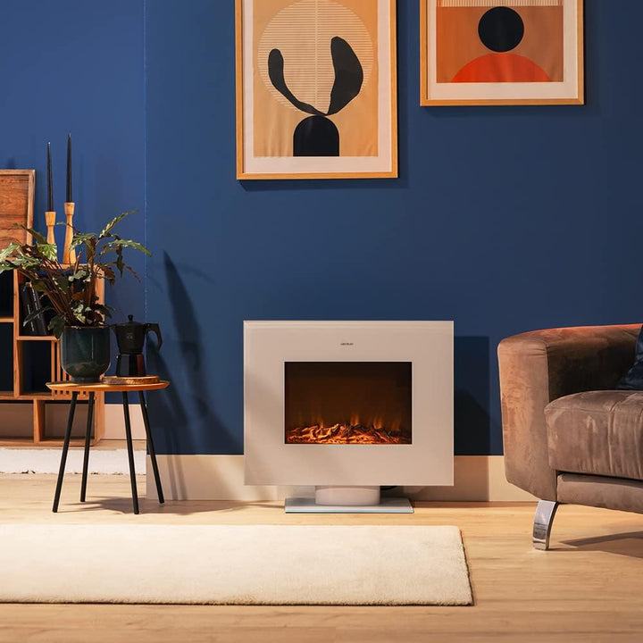Cecotec Dekorativer Elektrischer Kaminofen ReadyWarm 2700 Design Flames White. 26“, 2000 W mit 2 Lei