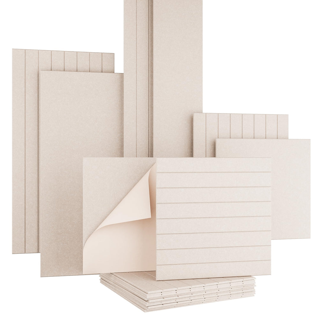 AKUSTIKO Akustikpaneele Selbstklebend 60x60cm - 4 Stück Beige Akustik Wandpaneele Schallschutz & Rau