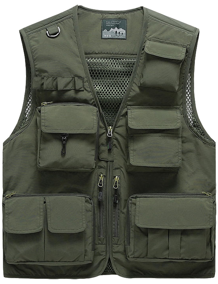 Vanchenl Herren Freizeit Safari Angeln Outdoor Arbeit Weste Jacke Foto Reise Cargo Mesh Weste Multi