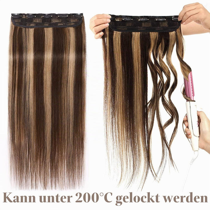 SEGO Haarverlängerungen Clip in Extensions DICKER 7A 100% Echtes menschliches Haar 1 Teilig 5 Clips