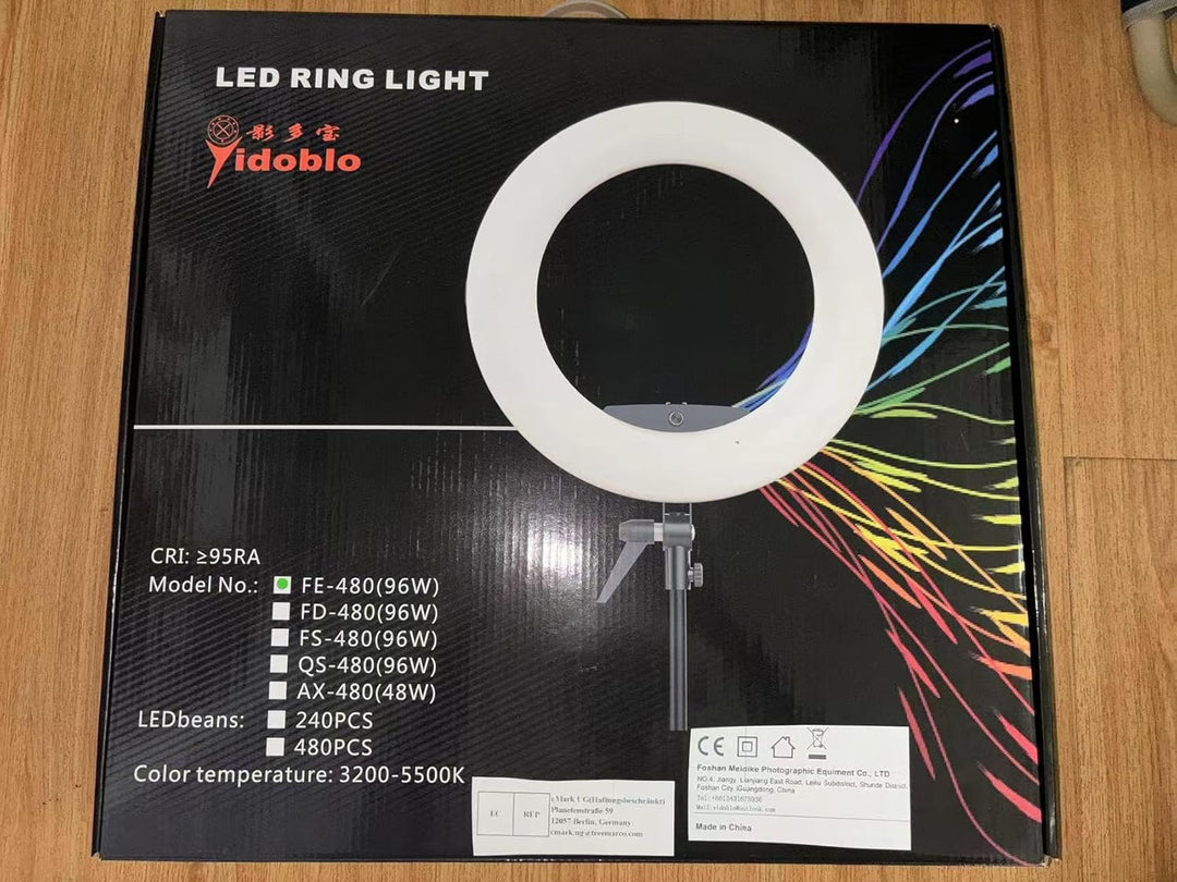 Yidoblo 18 Zoll Digitalanzeige Fernbedienung Dimmbar 3200K-5500K LED Ringlicht Kit für Kamera Smartp