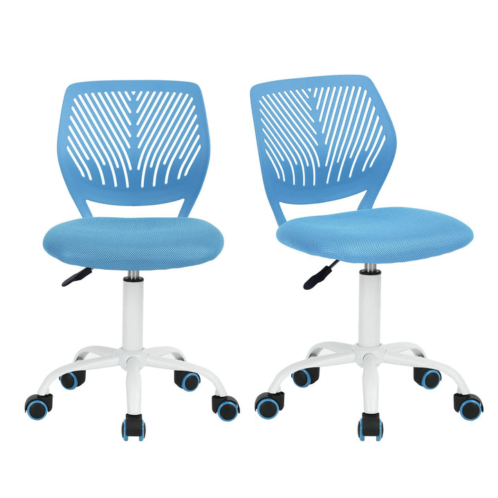 Homy Casa 2er Set Blaue Schreibtischstühle Verstellbarer Drehstuhl Bürostuhl Stoffsitz Ergonomischer