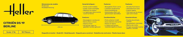Glow2B Heller 80795 Modellbausatz Citroën DS 19, Schwarz