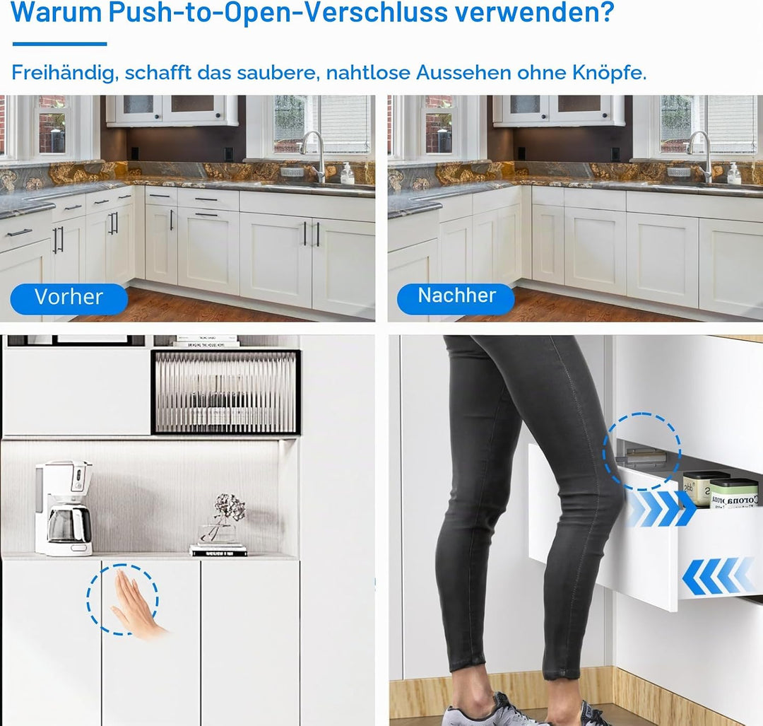 Drucktüröffner Schrank Push to Open Türöffner Jiayi 8 Stück Push Open Magnet Tip on Beschlag Schubla