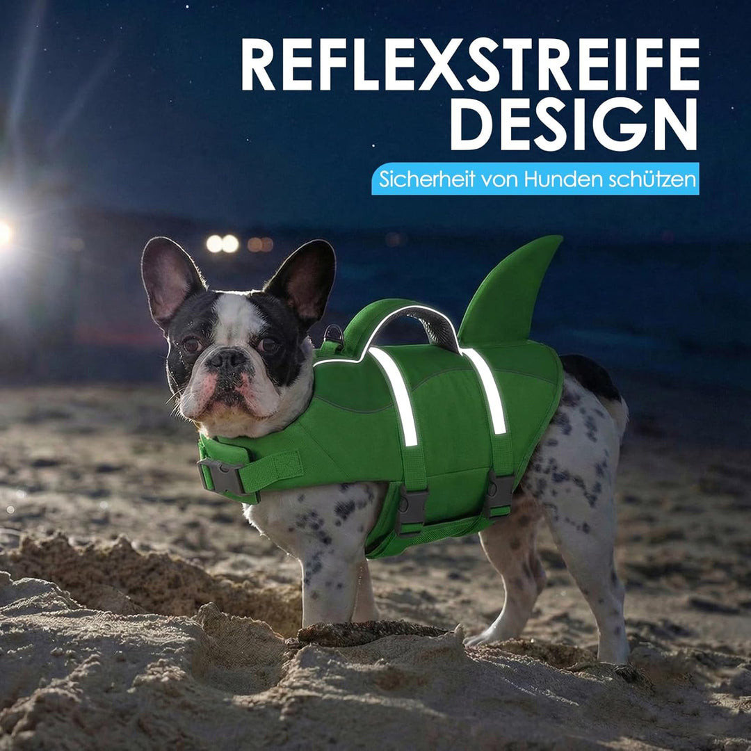 AOFITEE Schwimmweste Hund Klein, Verstellbar Hunde Schwimmweste Hai, Ripstop Hundeschwimmweste Klein