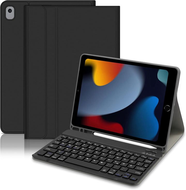 Hofsos Hülle mit Tastatur für IPad 10.2 Zoll 9/8/7 Generation (2021/2020/2019) - QWERTZ Layout Keybo