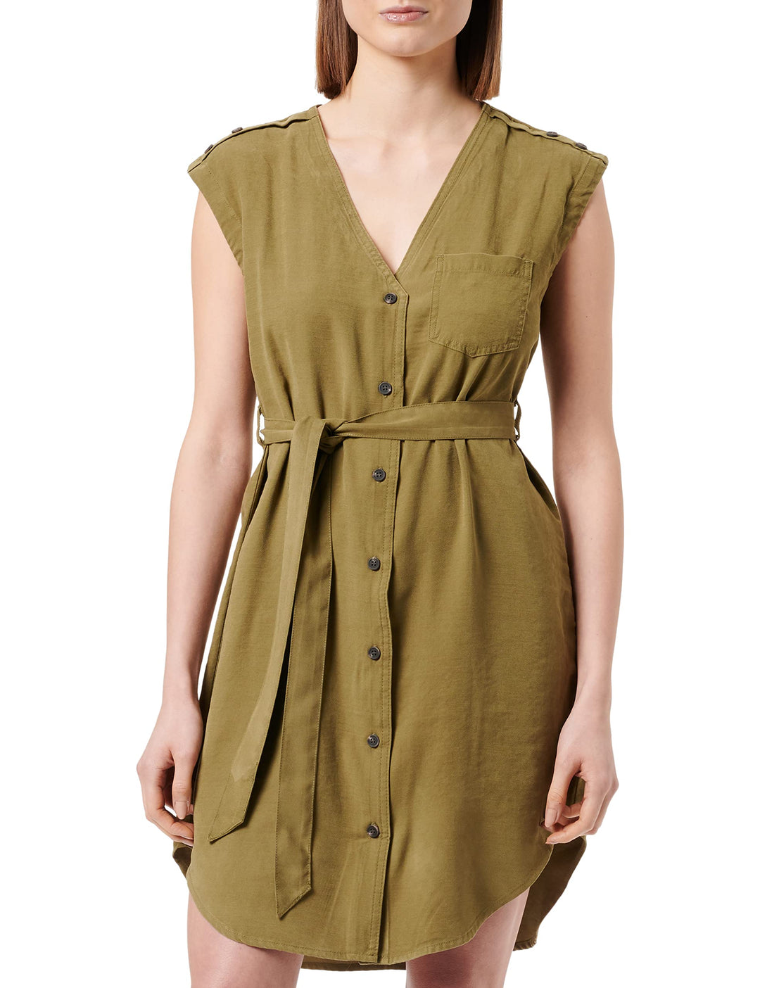 ONLY Damen Onlaris Life S/L Short Belt Dress PNT Kleid M Martini Olive, M Martini Olive