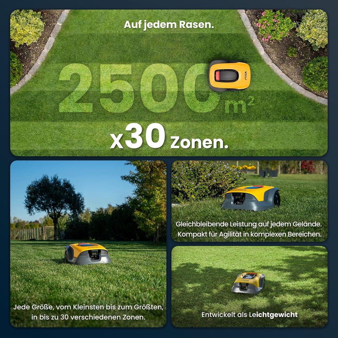 STIGA A 25v a Rasenmähroboter, 25,2 V, 18 cm – KI-integrierte Kamera, App-Steuerung, Anpassbare Mähm
