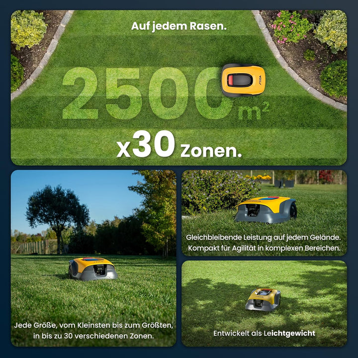 STIGA A 25v a Rasenmähroboter, 25,2 V, 18 cm – KI-integrierte Kamera, App-Steuerung, Anpassbare Mähm