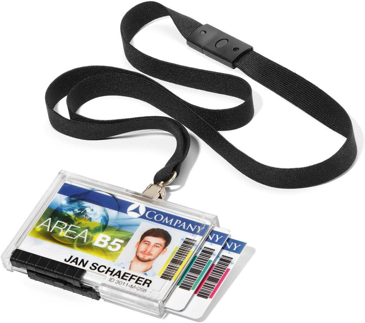 Durable Kartenhalter Pushbox Trio mit Textilband, 10 Stück, transparent, 892501 Für 3 Karten mit Tex