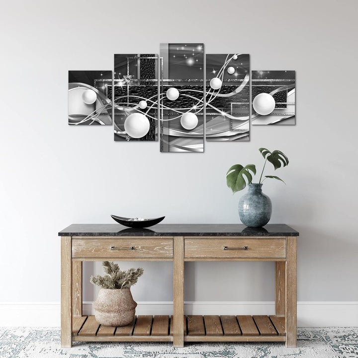 Runa Art Wandbilder Abstrakt Kugel 5 Teilig Bild auf Vlies Leinwand Deko Wohnzimmer Schlafzimmer 3D