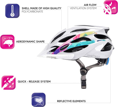 meteor® Marven Fahrradhelm Herren Damen Kinder-Helm MTB rollerhelm mädchen kinderfahrradhelm für Dow