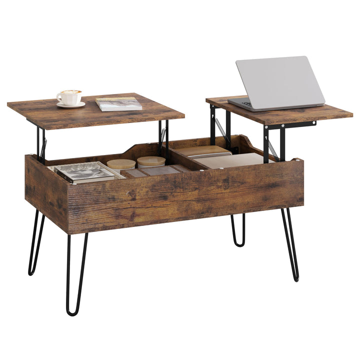 WOLTU Couchtisch höhenverstellbar, Beistelltisch mit doppelter Hebeplatten, Lift-Top-Tisch, Wohnzimm