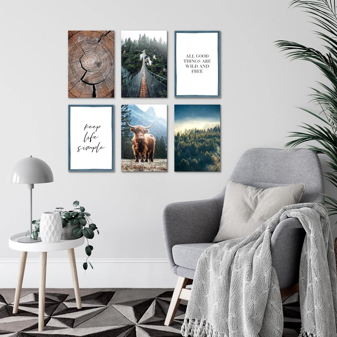 Novart Wandbilder Set - KOMPLETT AUFHÄNGFERTIG - Made in Germany - Moderne Bilder Landschaft Wohnzim