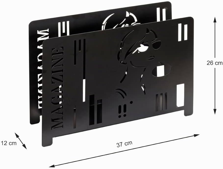 HAKU Zeitschriftenständer Metall schwarz Zeitungsständer Zeitungsablage - Masse: B 37 x H 26 x T 12