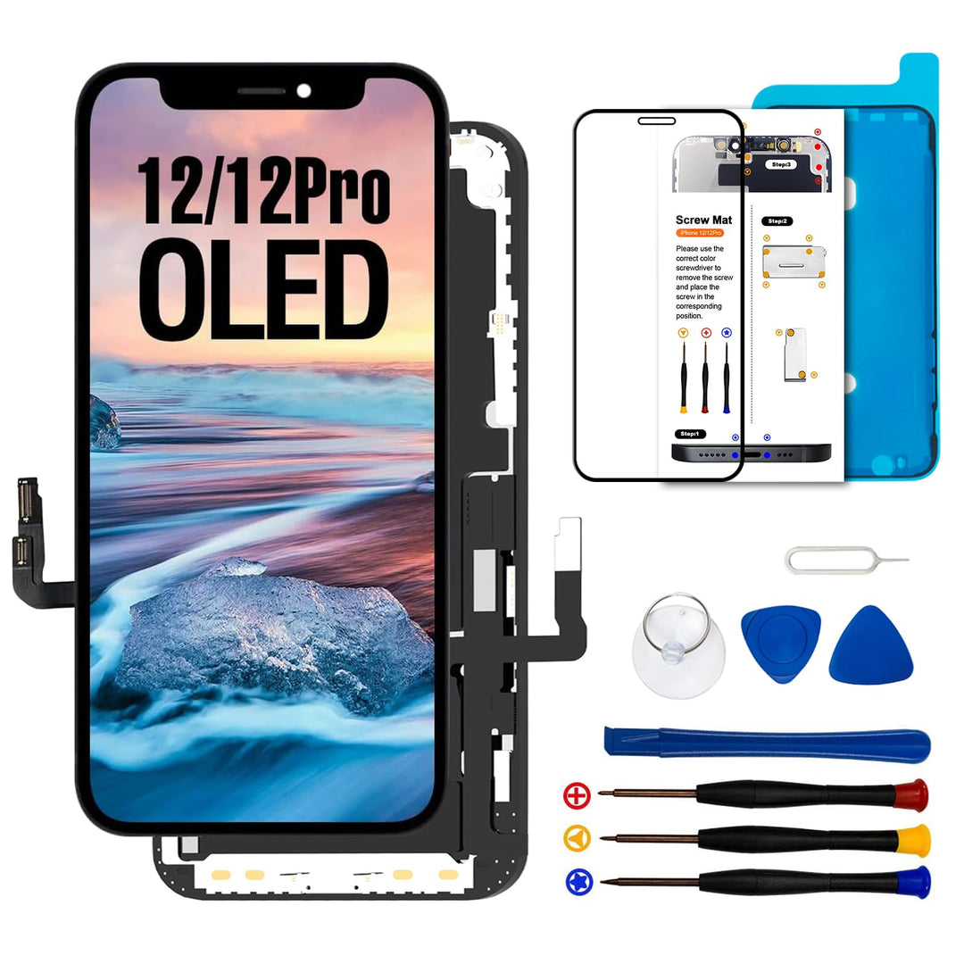 Dinow für iPhone 12/12 Pro Display OLED 6,1" für iPhone 12/12 Pro Display Reparaturset, für iPhone 1