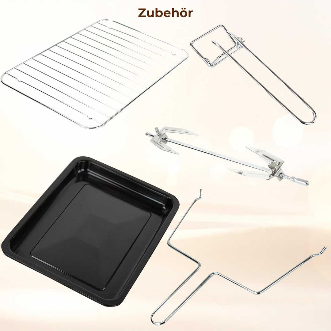 Syntrox Germany 45 Liter Digitaler Edelstahl Mini Stand Backofen mit Umluft und Drehspiess Miniofen