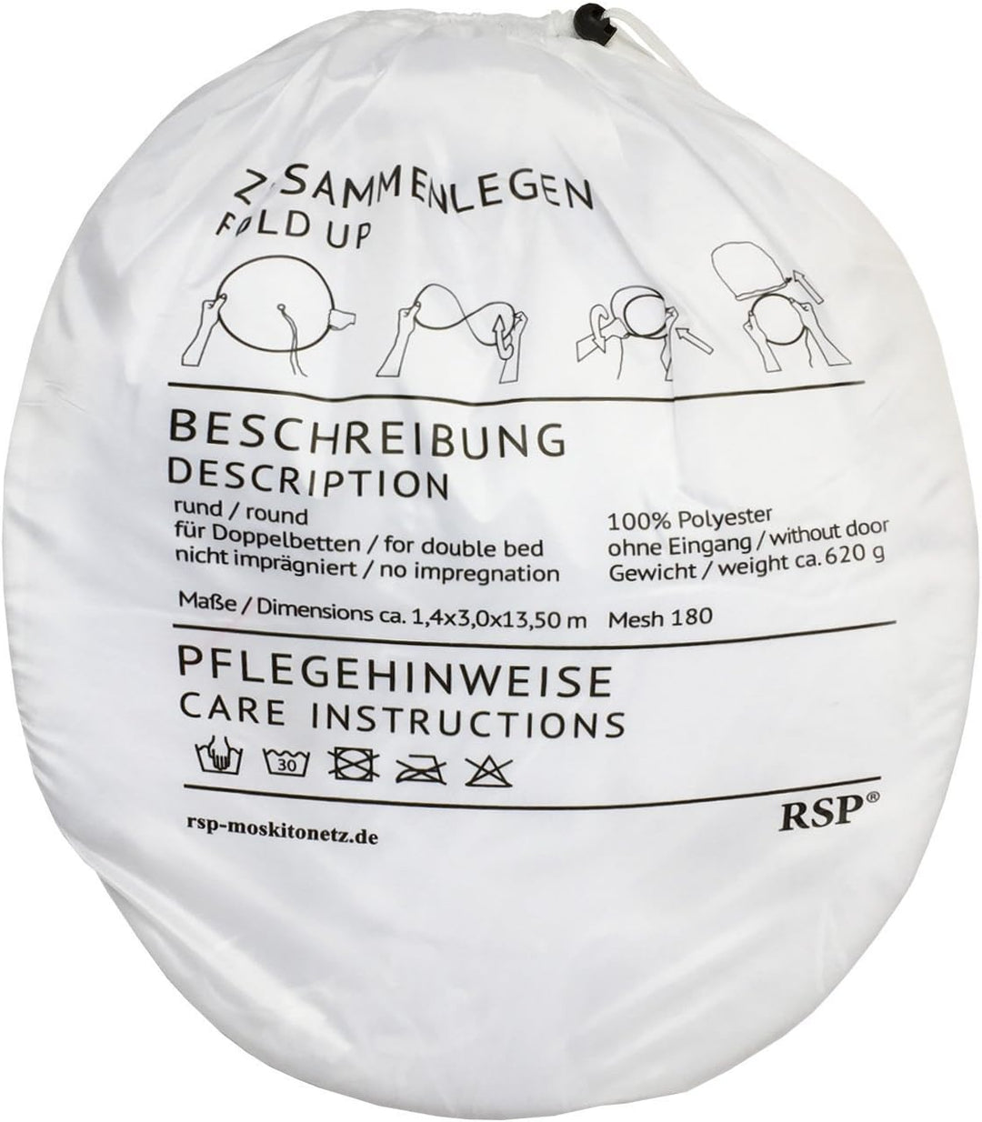 RSP® Moskitonetz Home für Doppelbetten mit extra grossem Spannring für Zuhause Einheitsgrösse