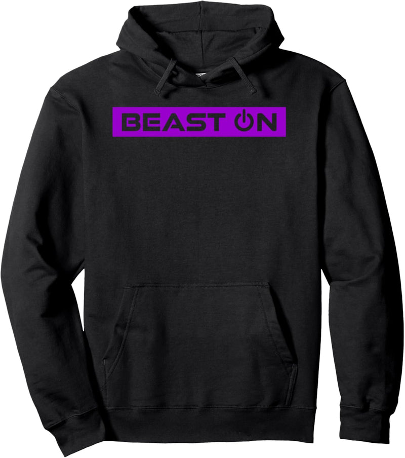 Beast ON Lila Gym Fitness Workout Gym Spruch Motivation Lila Pullover Hoodie