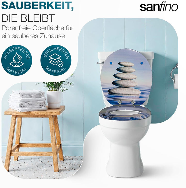 Premium WC Sitz mit Absenkautomatik – hochwertige Toilettendeckel aus Holz, viele bunte Motive, hohe