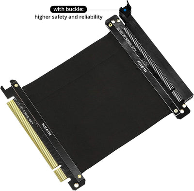 PCI Express 3.0 16X Extender Riser Cable, Anti-interference EMI Material, Black, 180 Degree Cable, 2