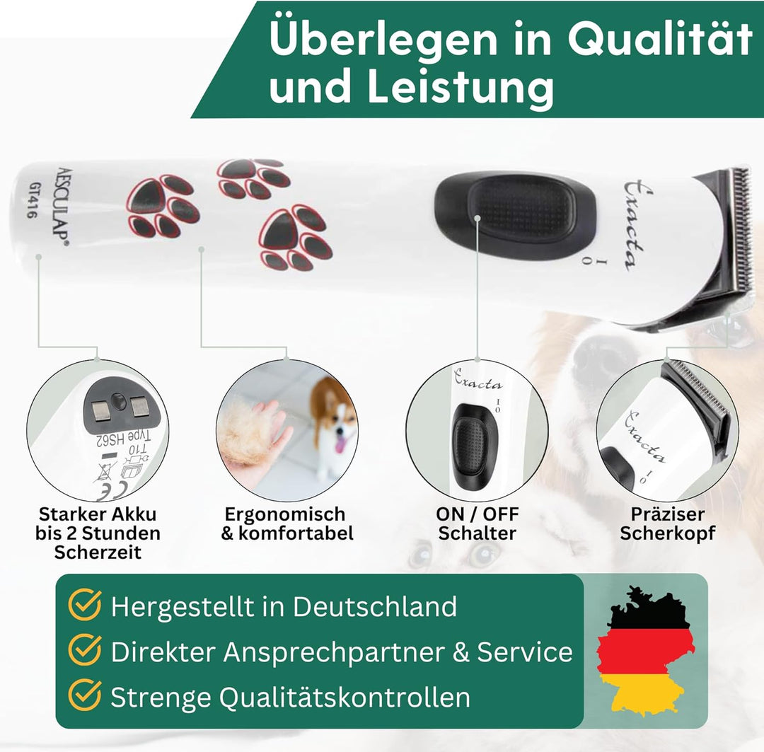 Agrarzone Edition Aesculap Exacta Hundeschermaschine weiss - Inklusive Ersatz Scherkopf - Pfotentrim