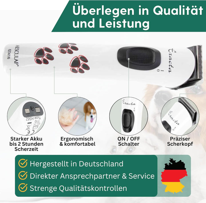 Agrarzone Edition Aesculap Exacta Hundeschermaschine weiss - Inklusive Ersatz Scherkopf - Pfotentrim
