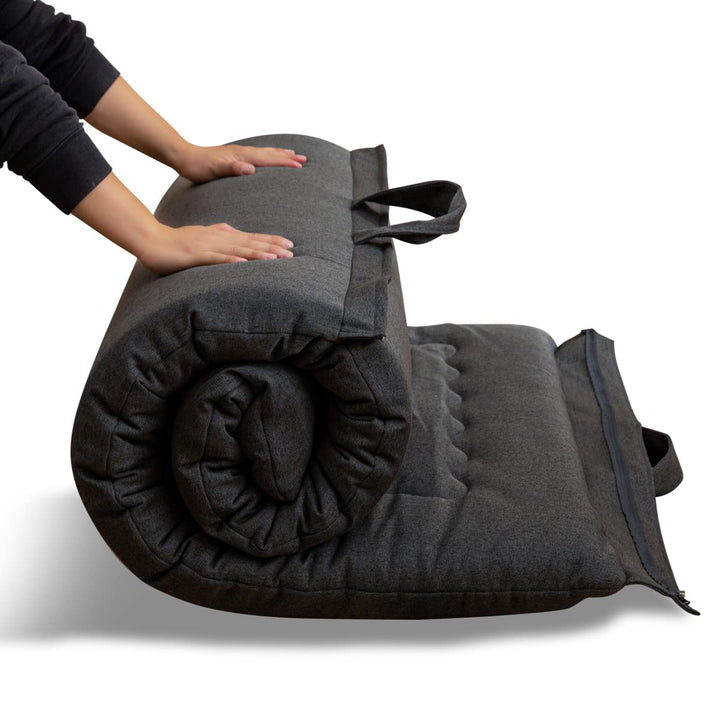 MAXYOYO Tragbare Faltbare Futon -Matratze, Hypoallergener Stoff Und Memory Foam Matratzenpad Mit Gri
