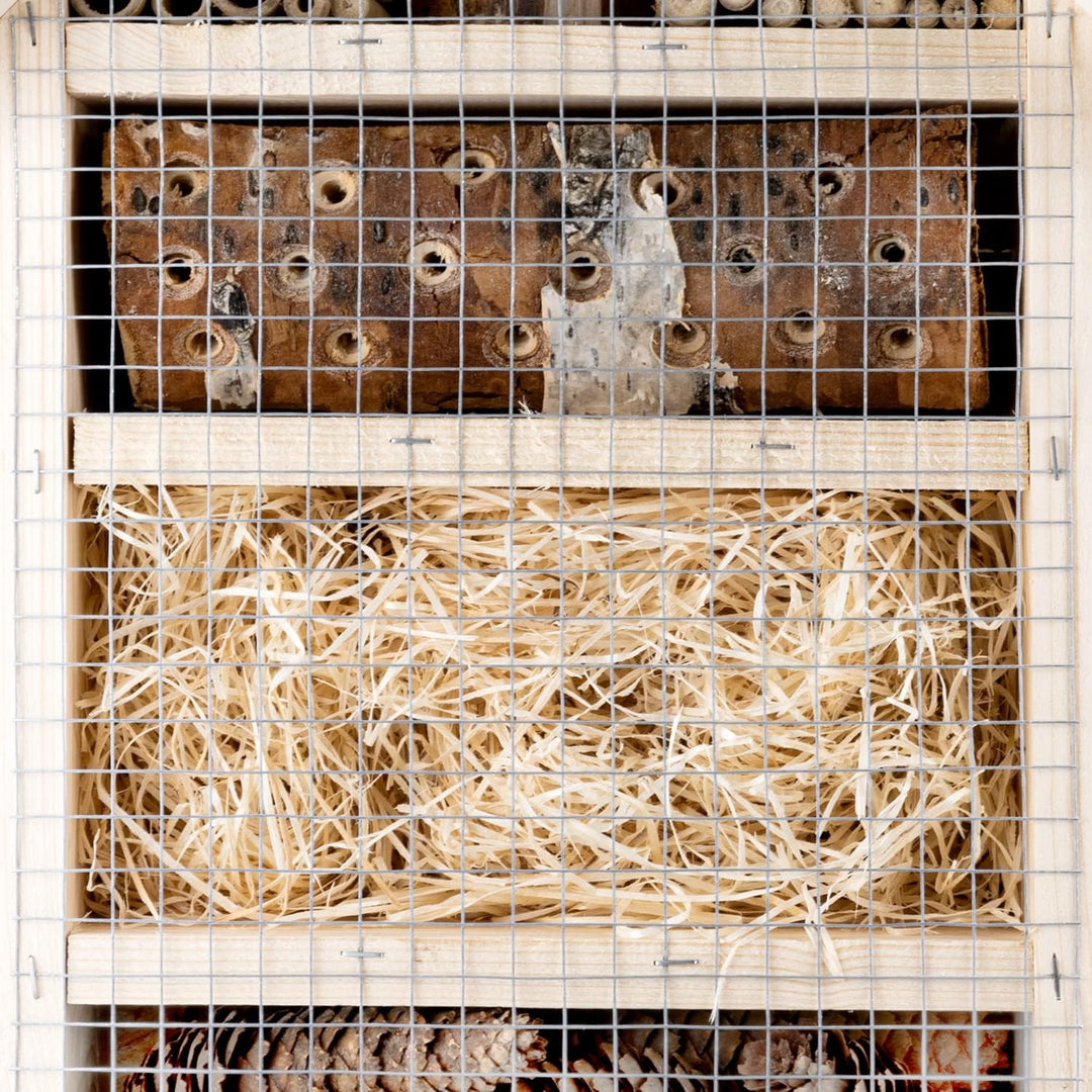 GARTENETAGE Insektenhotel mit Schieferdach/Naturbelassenes Insektenhaus & Bienenhotel/massives Insek