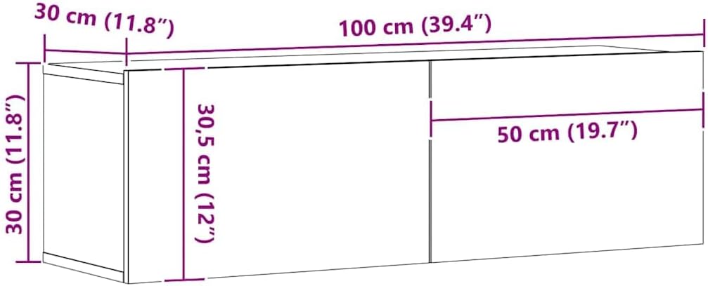 vidaXL TV-Wandschrank Artisan-Eiche 100x30x30 cm Holzwerkstoff, HiFi-Schrank, TV-Konsole, TV-Möbel,