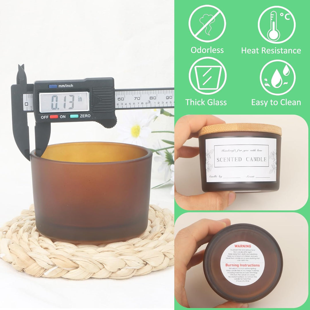 MILIVIXAY 20 Stück 118 ml Milchglas-Kerzengläser mit Deckel und Kerzenherstellungs-Kits – grosse bre