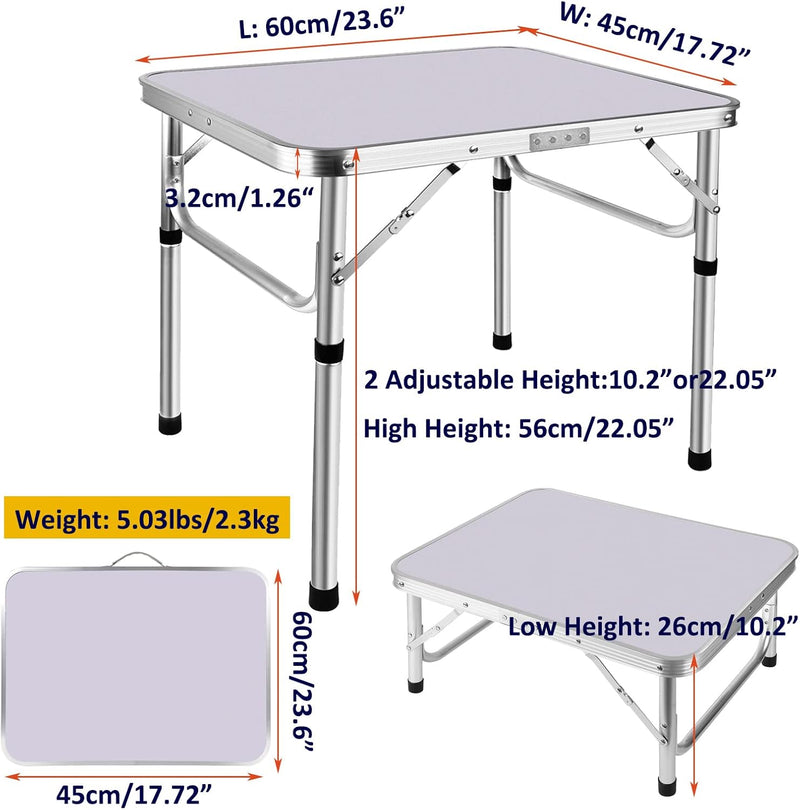 Picknicktisch, Zusammenklappbar, Aluminium-Legierung für den Aussenbereich, Kleiner Schreibtisch, Gr