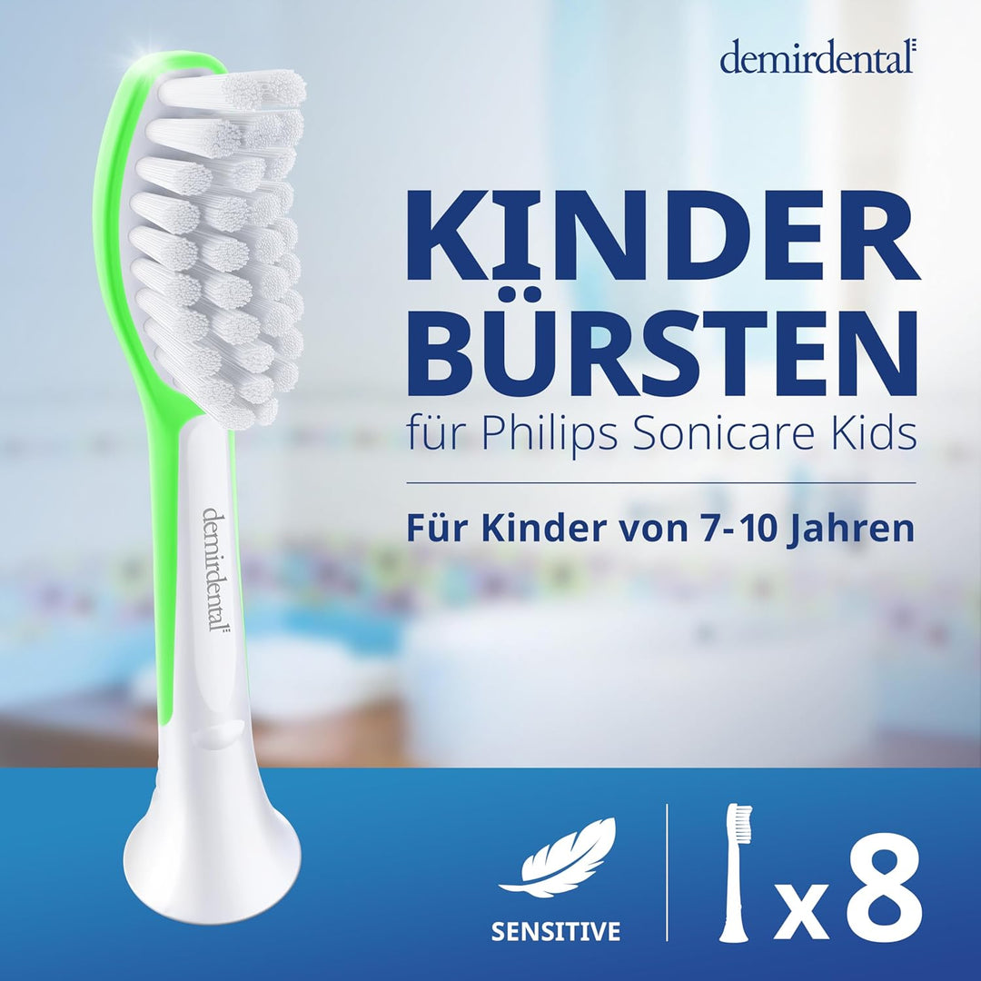 demirdental Kinder Ersatzbürsten passend für Philips Sonicare Kids, Bürstenköpfe ab 7 Jahre, entspri