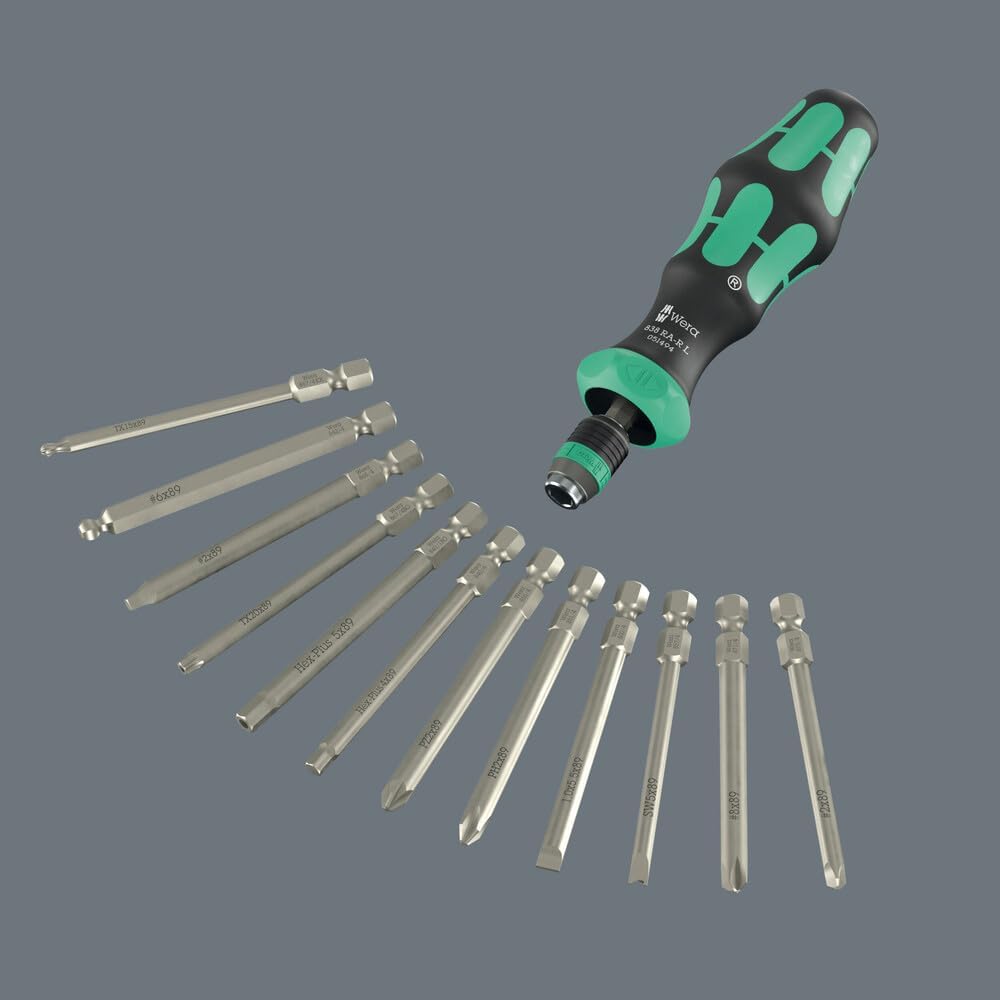 Wera 05051494001 838 RA-R L Bits-Handhalter mit Ratschenfunktion, 1/4", 1/4" x 130 mm 838 RA-R L Rat