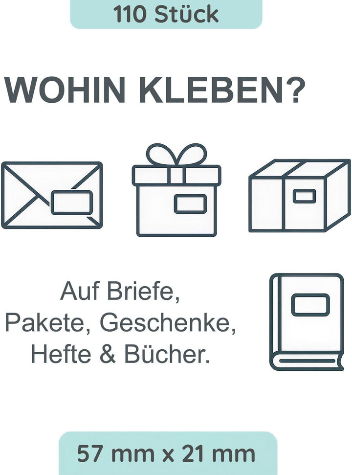 Sunnywall® Adressetiketten Adressaufkleber personalisiert - 110 Klebeetiketten Lila 53x21mm | Aufkle