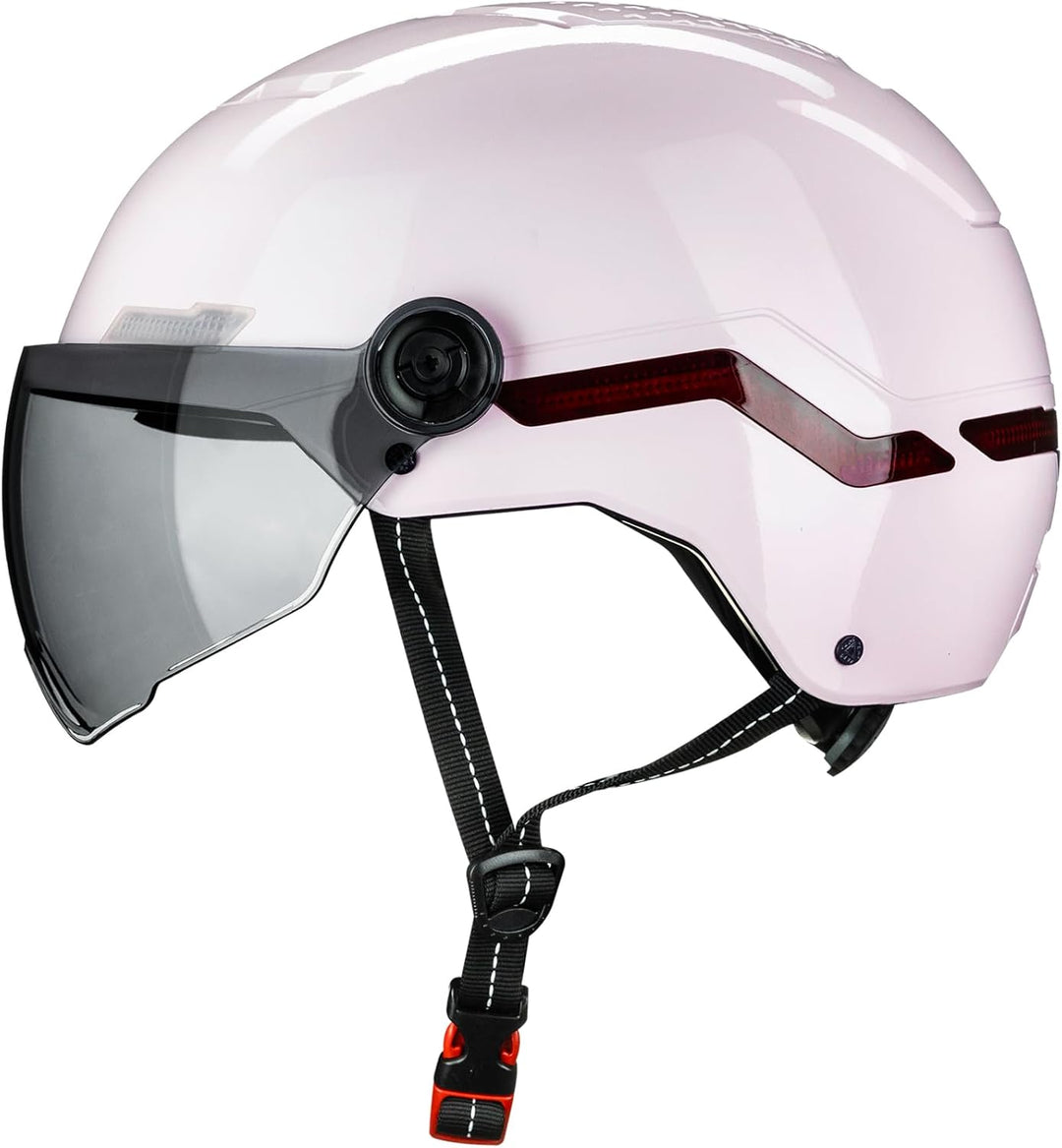 ILM Fahrradhelm Herren Damen mit Visier und LED Licht Beleuchtung Automatischem G-Sensor für Blinker