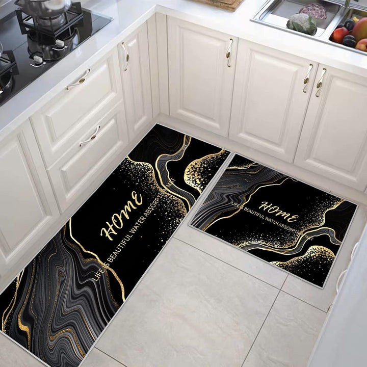 Küchenteppiche 2 Stück, Rutschfestes und aufnehmen Sonnenblume Muster Küchenläufer Küchenteppich Für